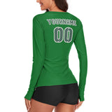 Custom Emerald Green Blue Green Women's Long-Sleeve Shirt