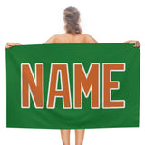 Custom Emerald Green Orange Beach Towel