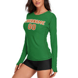 Custom Emerald Green Orange Women's Long-Sleeve Shirt