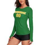 Custom Emerald Green Gold Women's Long-Sleeve Shirt