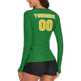 Custom Emerald Green Gold Women's Long-Sleeve Shirt