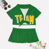 Custom Emerald Green Gold Cheerleading Uniform Set