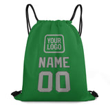 Custom Emerald Green Gray Drawstring Bag