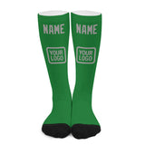 Custom Emerald Green Gray Knee-High Sock