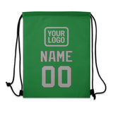 Custom Emerald Green Gray Drawstring Bag