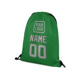 Custom Emerald Green Gray Drawstring Bag