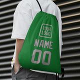 Custom Emerald Green Gray Drawstring Bag
