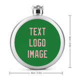 Custom Emerald Green Light Pink Hip Flask