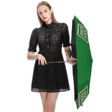Custom Emerald Green Light Pink Automatic Umbrella