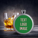 Custom Emerald Green Light Pink Hip Flask