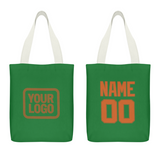 Custom Emerald Green Orange Canvas Tote Bag