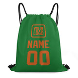 Custom Emerald Green Orange Drawstring Bag