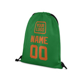 Custom Emerald Green Orange Drawstring Bag
