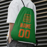 Custom Emerald Green Orange Drawstring Bag