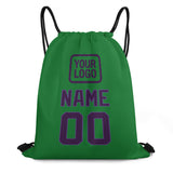Custom Emerald Green Purple Drawstring Bag