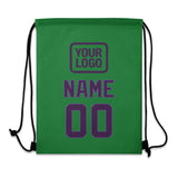 Custom Emerald Green Purple Drawstring Bag
