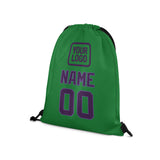 Custom Emerald Green Purple Drawstring Bag