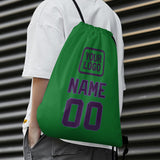 Custom Emerald Green Purple Drawstring Bag