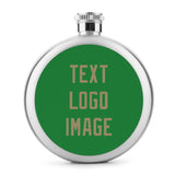 Custom Emerald Green Light Khaki Hip Flask