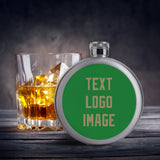 Custom Emerald Green Light Khaki Hip Flask
