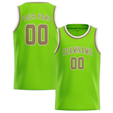 Custom Emerald Green & Light Khaki Colors Design Sports Basketball Jersey