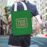 Custom Emerald Green Khaki Canvas Tote Bag