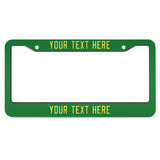 Custom Emerald Green Light Yellow License Plate Frame