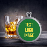 Custom Emerald Green Light Yellow Hip Flask