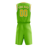 Custom Emerald Green Light Yellow Basketball Set
