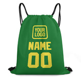 Custom Emerald Green Light Yellow Drawstring Bag