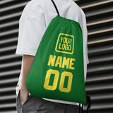 Custom Emerald Green Light Yellow Drawstring Bag