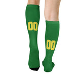 Custom Emerald Green Light Yellow Knee-High Sock