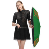 Custom Emerald Green Orange Automatic Umbrella