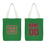 Custom Emerald Green Crimson Red Canvas Tote Bag