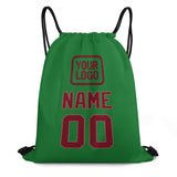 Custom Emerald Green Crimson Red Drawstring Bag