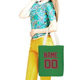 Custom Emerald Green Crimson Red Canvas Tote Bag