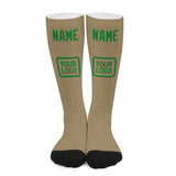 Custom Light Khaki Emerald Green Knee-High Sock