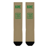 Custom Light Khaki Emerald Green Knee-High Sock
