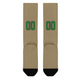 Custom Light Khaki Emerald Green Knee-High Sock