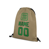 Custom Light Khaki Emerald Green Drawstring Bag