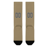 Custom Light Khaki Dark Grey Knee-High Sock