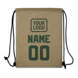 Custom Light Khaki Dark Green Drawstring Bag