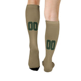 Custom Light Khaki Dark Green Knee-High Sock