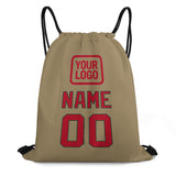 Custom Light Khaki Red Drawstring Bag