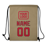 Custom Light Khaki Red Drawstring Bag