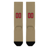 Custom Light Khaki Red Knee-High Sock