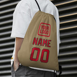 Custom Light Khaki Red Drawstring Bag