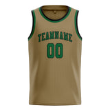 Custom Light Khaki & Green Colors Design Sports Basketball Jersey
