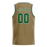 Custom Light Khaki & Green Colors Design Sports Basketball Jersey