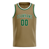 Custom Light Khaki & Green Colors Design Sports Basketball Jersey